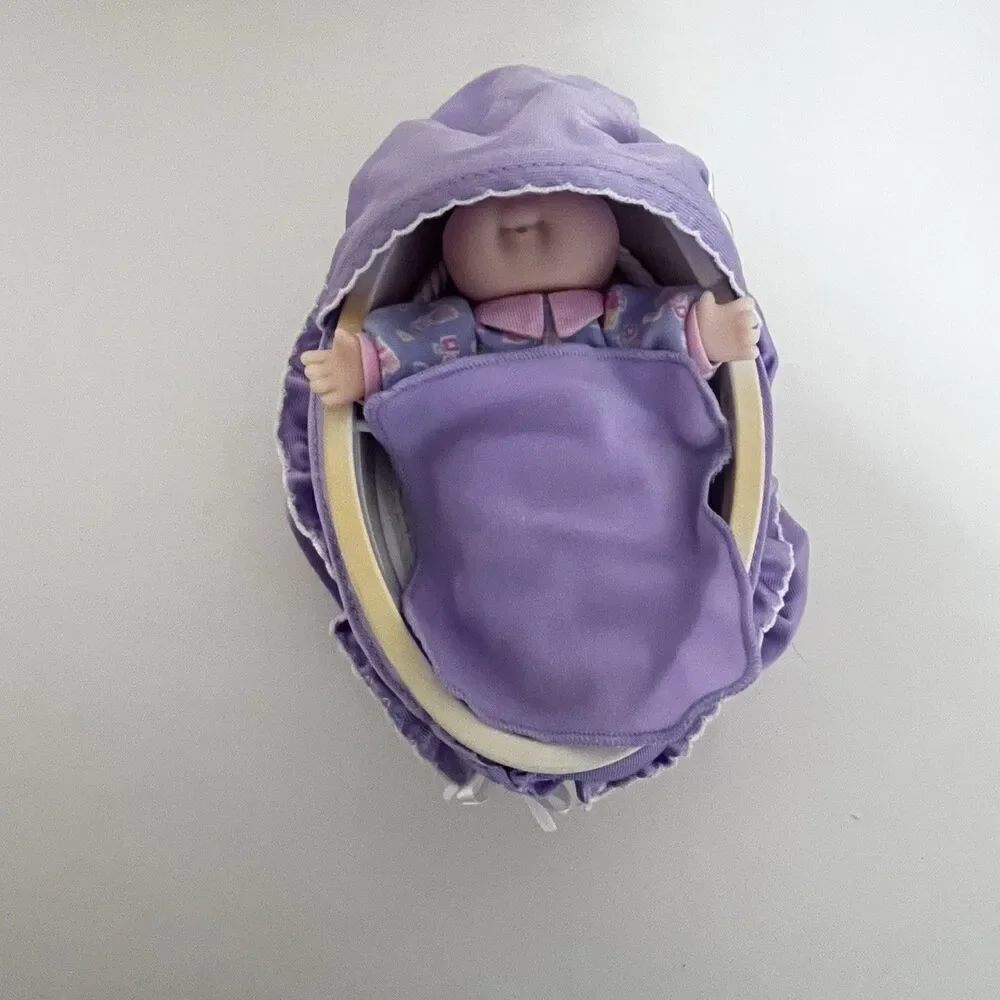 Vintage Cabbage Patch Kids Doll Magic Nursery Cradle Carriage Purple Set 1998